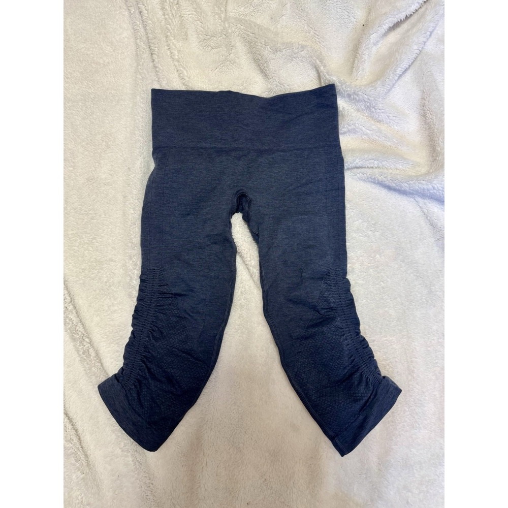 Lululemon In the Flow Crop II Leggings Navy Blue Capri Ruched Yoga Women's 2 - Picture 2 of 4
